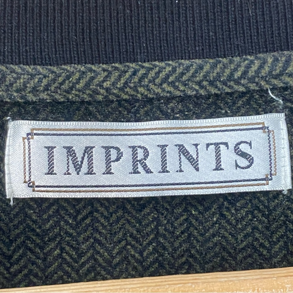 Vintage Imprints Men’s Dark Green & Black Velour Long Sleeve Polo Shirt Medium - Picture 6 of 8